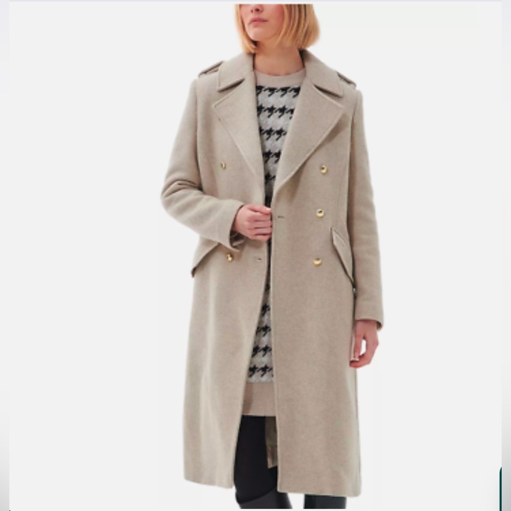 BARBOUR INVERRARAY Wool Blend Beige Military Trench Coat